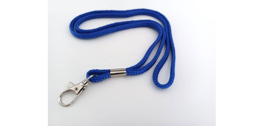 Cordon pour sifflet ou badge avec mousqueton - 90 cm - Bleu