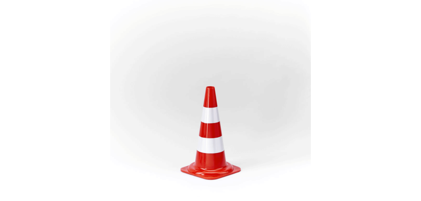 Cône de chantier ECO avec bandes réfléchissantes - Polyéthylène  - 500 mm