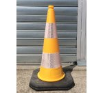 Cône de signalisation Jaune vif à bandes rétro-réfléchissantes  - 1000 mm