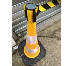 Cône de signalisation Jaune vif à bandes rétro-réfléchissantes  - 1000 mm