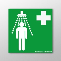 Panneau premiers secours - Douche de sécurité - ISO EN 7010  - 250 x 250 mm - Vinyle Souple Autocollant