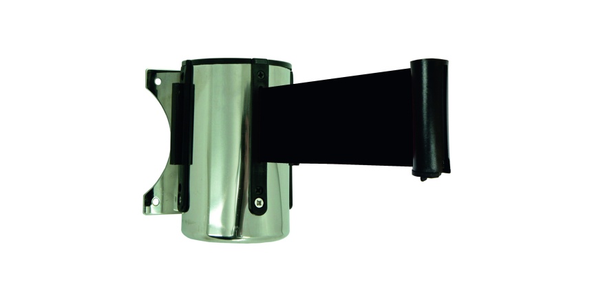 Enrouleur mural à sangle économique - Longueur 2 m x largeur 5 cm   - Noir