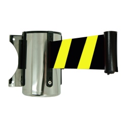 Enrouleur mural à sangle économique - Longueur 2 m x largeur 5 cm   - Jaune/Noir