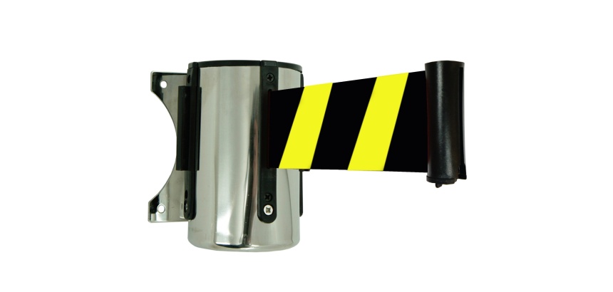 Enrouleur mural à sangle économique - Longueur 2 m x largeur 5 cm   - Jaune/Noir