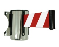 Enrouleur mural à sangle économique - Longueur 2 m x largeur 5 cm   - Rouge/Blanc