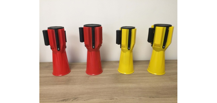 Enrouleur de sangle - Balise de sécurité - Rouge/Jaune
