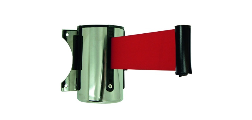 Enrouleur mural à sangle économique - Longueur 2 m x largeur 5 cm   - Rouge