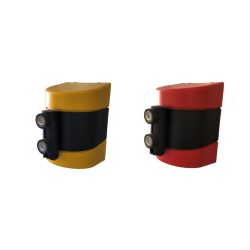 Enrouleur de sangle mural - Sangle rouge/blanc ou jaune/noir - 5 ou 10 mètres - ABS