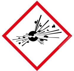 Étiquettes adhésives SGH01 – Danger Matières explosives – Vinyle  - 100 x 100 mm