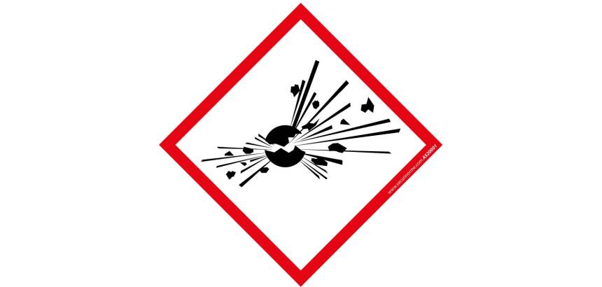 Lot d'étiquettes adhésives GHS01 – Danger Matières explosives – Vinyle  - 100 x 100 mm