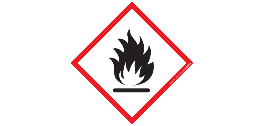 Lot d'étiquettes GHS02 - Matières Inflammables - Vinyle - ISO 7010  - 40 x 40 mm