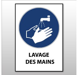 Panneau EPI - Lavage des mains obligatoire - M011 - ISO 7001  - 210 x 148 mm (A5) - Vinyle Souple Autocollant