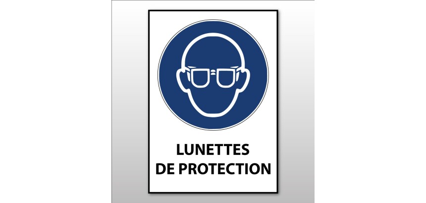 Panneau EPI - Lunettes de protection obligatoires - M004 - ISO 7010  - 210 x 297 mm (A4) - PVC à visser