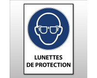 Panneau EPI - Lunettes de protection obligatoires - M004 - ISO 7010  - 297 x 420 mm (A3) - PVC à visser