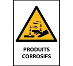 Panneau de danger - Produits Corrosifs - W023 - ISO EN 7010  - Vinyle Souple Autocollant - A5