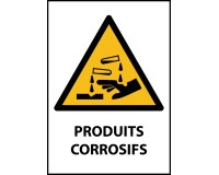 Panneau de danger - Produits Corrosifs - W023 - ISO EN 7010  - PVC dos adhésif - A3