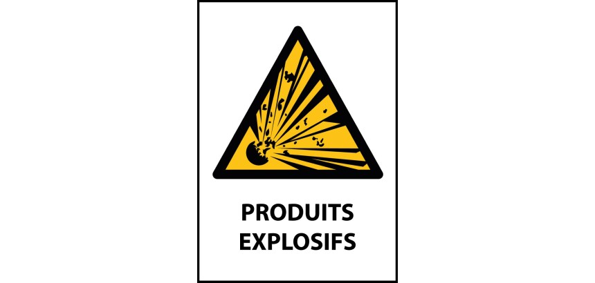 Panneau danger - Produits Explosifs - W002 - Norme ISO 7010   - PVC à visser - A4