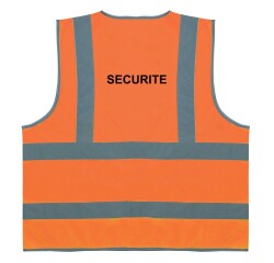 Gilet sécurité - Orange fluo 4 bandes rétroréfléchissantes  - L