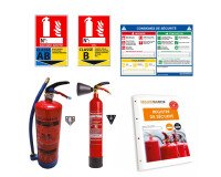 Kit sécurité incendie – 2 Extincteurs (CO2 +  eau) + signalétique