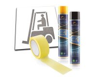 Kit marquage Chariot élévateur Pochoir + aérosols + masquage