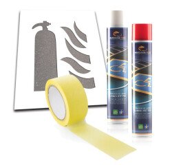 Pochoir de marquage - Extincteur + aérosols + ruban masquage