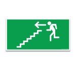 Panneau d'évacuation - Escalier - Direction flèche à gauche  - 300 x 150 mm - PVC 2 mm