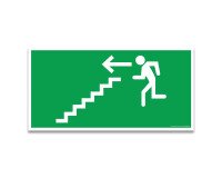 Panneau d'évacuation - Escalier - Direction flèche à gauche  - 300 x 150 mm - PVC