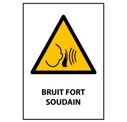 Panneau danger - Bruit fort soudain - W038 - ISO EN 7010  - PVC 2 mm - A3