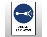 Panneau EPI - Obligation d'utiliser le Klaxon - M029 - ISO 7010  - PVC à visser - A4