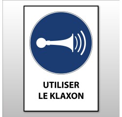 Panneau EPI - Obligation d'utiliser le Klaxon - M029 - ISO 7010  - PVC dos adhésif - A3
