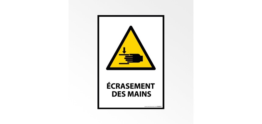 Panneau danger - Écrasement des mains - W024 - Norme ISO 7010  - Vinyle Souple Autocollant - A5