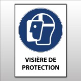 Panneau EPI - Visière de protection obligatoire - M013 - ISO 7001  - Vinyle Souple Autocollant - A5
