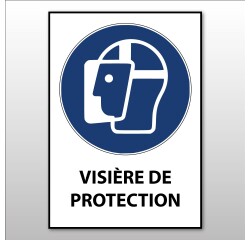 Panneau EPI - Visière de protection obligatoire - M013 - ISO 7001  - Vinyle Souple Autocollant - A5