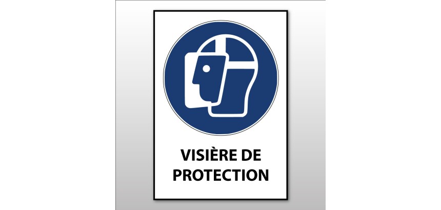 Panneau EPI - Visière de protection obligatoire - M013 - ISO 7001  - Vinyle Souple Autocollant - A5