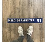 Adhésif de marquage au sol - "Merci de Patienter" - 700x100mm  - Orange