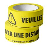 Marquage au sol - Veuillez conserver une distance d'1,5m - jaune fluo