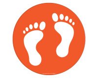 Adhésif marquage sol - Pictogramme Pieds - Divers coloris - Ø300mm  - Orange
