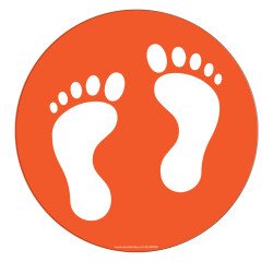 Adhésif marquage sol - Pictogramme Pieds - Divers coloris - Ø300mm  - Orange