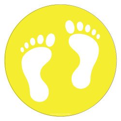 Adhésif marquage sol - Pictogramme Pieds - Divers coloris - Ø300mm  - Jaune