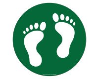 Adhésif marquage sol - Pictogramme Pieds - Divers coloris - Ø300mm  - Vert