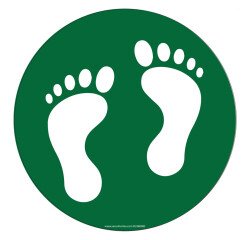 Adhésif marquage sol - Pictogramme Pieds - Divers coloris - Ø300mm  - Vert