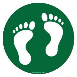 Adhésif marquage sol - Pictogramme Pieds - Divers coloris - Ø300mm  - Vert