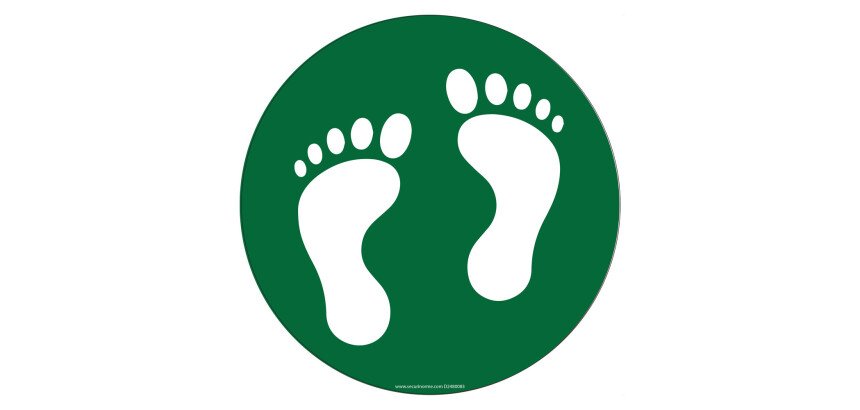 Adhésif marquage sol - Pictogramme Pieds - Divers coloris - Ø300mm  - Vert