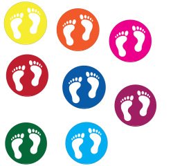 Adhésif marquage sol - Pictogramme Pieds - Divers coloris - Ø300mm