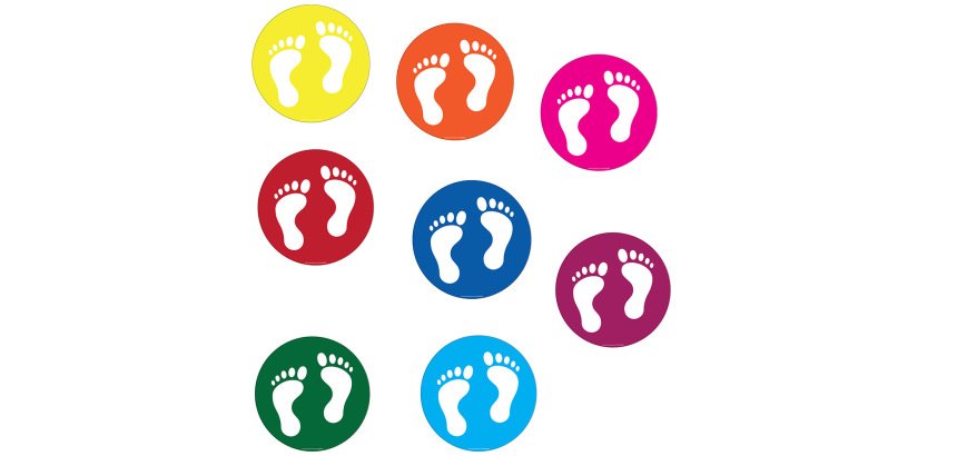 Adhésif marquage sol - Pictogramme Pieds - Divers coloris - Ø300mm