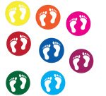 Adhésif marquage sol - Pictogramme Pieds - Divers coloris - Ø300mm  - Orange