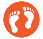 Adhésif marquage sol - Pictogramme Pieds - Divers coloris - Ø300mm  - Bleu clair