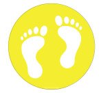 Adhésif marquage sol - Pictogramme Pieds - Divers coloris - Ø300mm