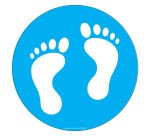 Adhésif marquage sol - Pictogramme Pieds - Divers coloris - Ø300mm  - Bleu clair