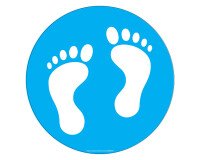Adhésif marquage sol - Pictogramme Pieds - Divers coloris - Ø300mm  - Bleu clair